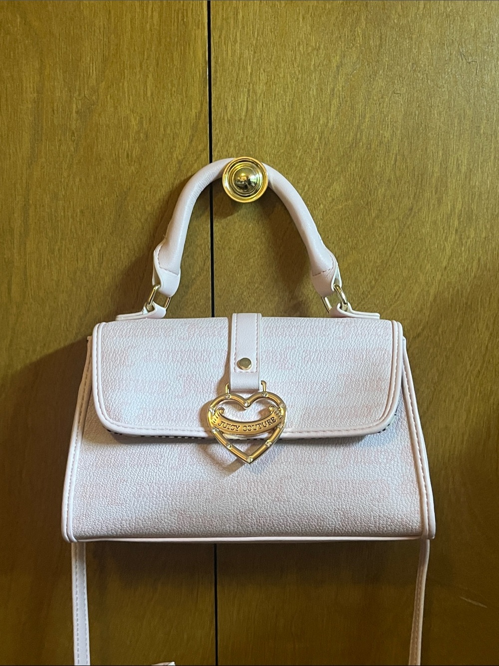 Juicy Couture Light Pink Top Handle Satchel with Gold Heart Lock
